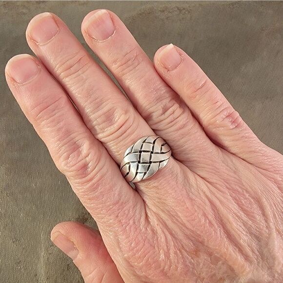 Retired James Avery Sterling Wide Woven Ring - Picture 2 of 8